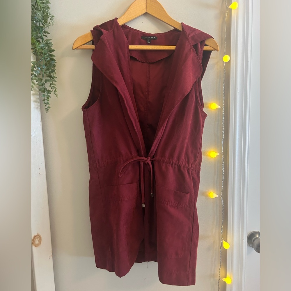 Burgundy Hooded Vest